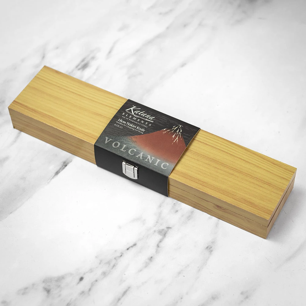 Katana Saya Volcanic 18cm Damascus Nakiri Knife 11 Katana Saya Volcanic 18cm Damascus Nakiri Knife - Image 9