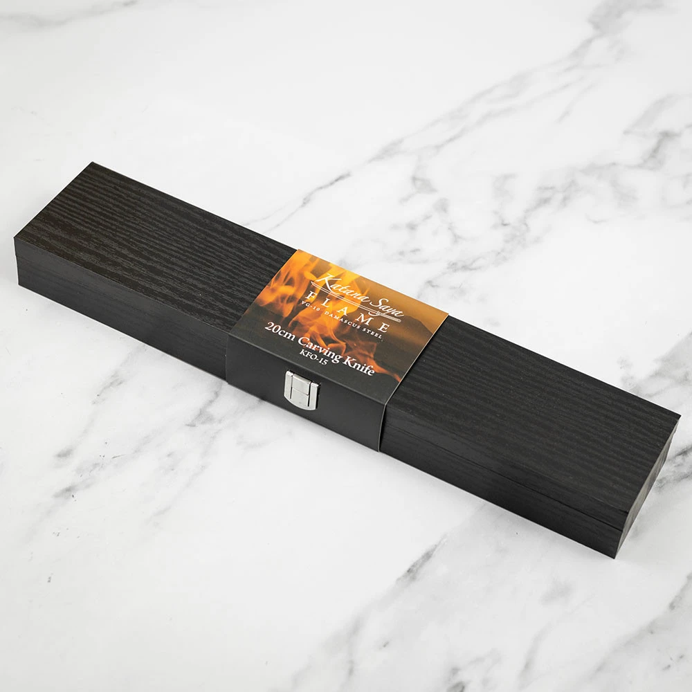 Katana Saya Flame 20cm Damascus Carving Knife 10 Katana Saya Flame 20cm Damascus Carving Knife - Image 8
