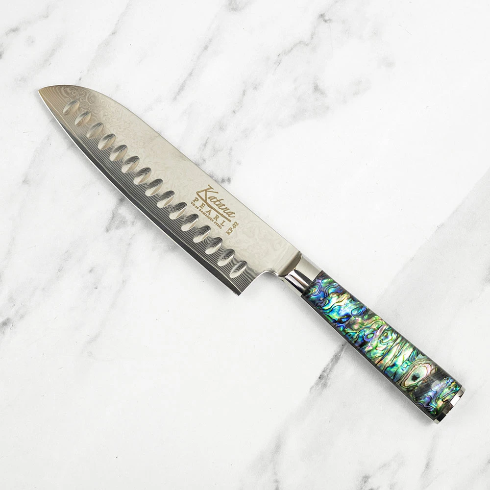 Katana Saya Pearl 18cm Damascus Santoku Knife 4 Katana Saya Pearl 18cm Damascus Santoku Knife - Image 2