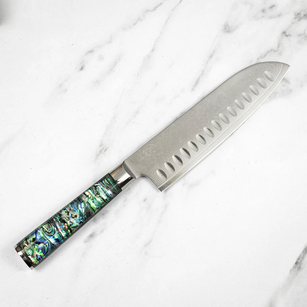 Katana Saya Pearl 18cm Damascus Santoku Knife 7 Katana Saya Pearl 18cm Damascus Santoku Knife - Image 5