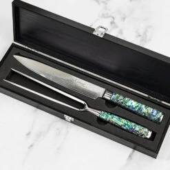 Katana Saya Pearl 2pc Damascus Carving Set