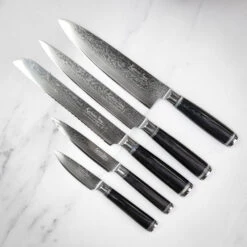 Katana Saya Pakkawood 6pc Damascus Knife Block Set -Kitchen Knife Store ks 600 6b katanasaya pakkawood knife block 2