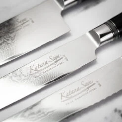 Katana Saya Pakkawood 6pc Damascus Knife Block Set -Kitchen Knife Store ks 600 6b katanasaya pakkawood knife block 5