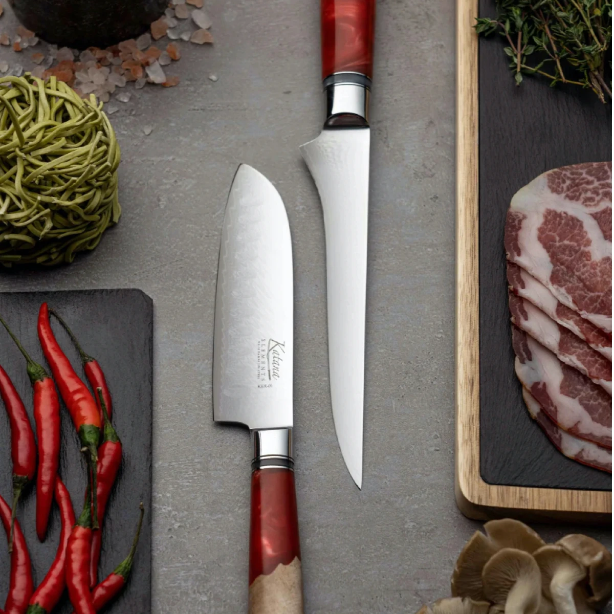 Katana Saya Volcanic 18cm Damascus Santoku Knife 10 Katana Saya Volcanic 18cm Damascus Santoku Knife - Image 8