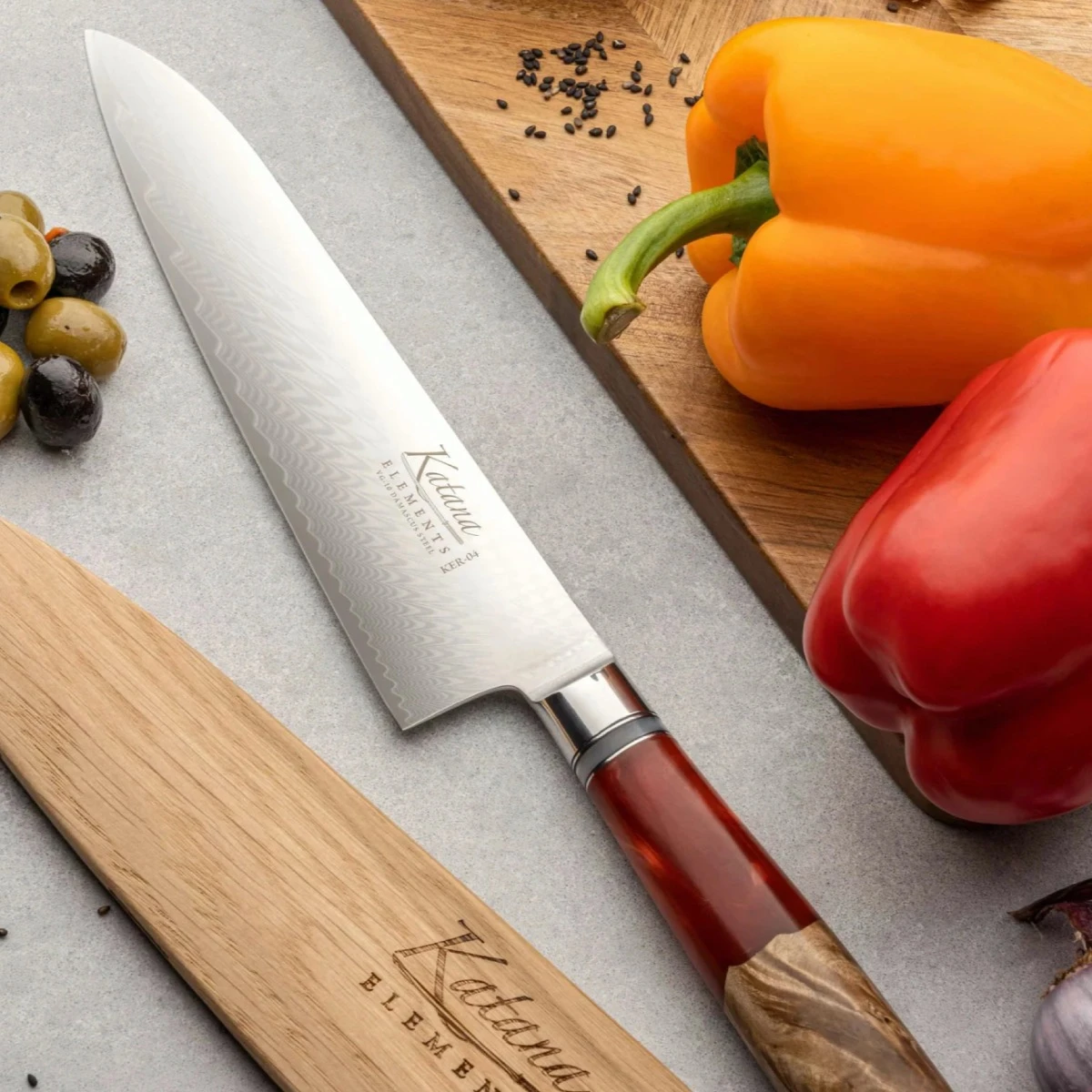 Katana Saya Volcanic 20cm Damascus Gyuto Knife 12 Katana Saya Volcanic 20cm Damascus Gyuto Knife - Image 10