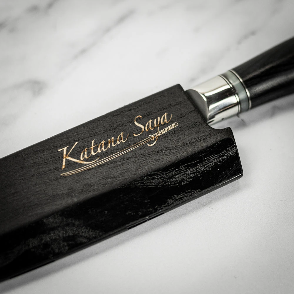 Katana Saya Pakkawood 18cm Damascus Santoku Knife 6 Katana Saya Pakkawood 18cm Damascus Santoku Knife - Image 4