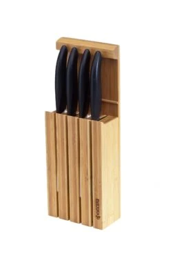 Kyocera Empty Bamboo Knife Block For 4 Kitchen Knives -Kitchen Knife Store kyocera empty bamboo knife block 4 kitchen knives 1