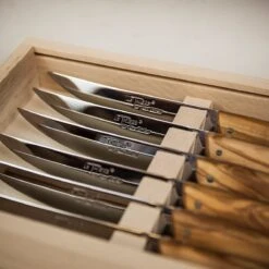 Jean Dubost Le Thiers Steak Knives 6 Piece Set With Olive Wood Handles 10 Jean Dubost Le Thiers Steak Knives 6 Piece Set With Olive Wood Handles -Kitchen Knife Store lethierssteakknives6 2