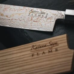 Katana Saya Flame 18cm Damascus Nakiri Knife 25 Katana Saya Flame 18cm Damascus Nakiri Knife -Kitchen Knife Store lifestyleolivewood 7