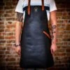 Crafted Vintage Leather Apron -Kitchen Knife Store longblackapron 1