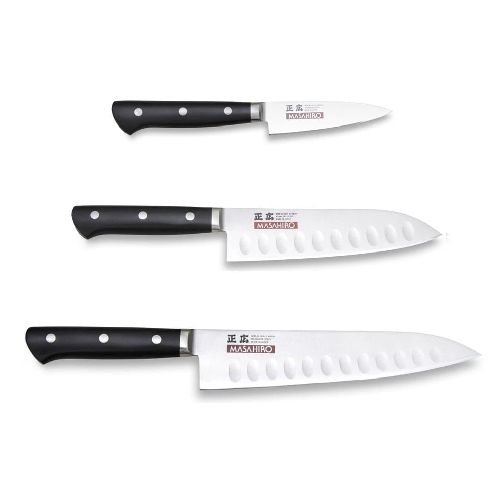 Masahiro MV-H Masahiro Flutted 3 Piece Knife Set 3 Masahiro MV-H Masahiro Flutted 3 Piece Knife Set