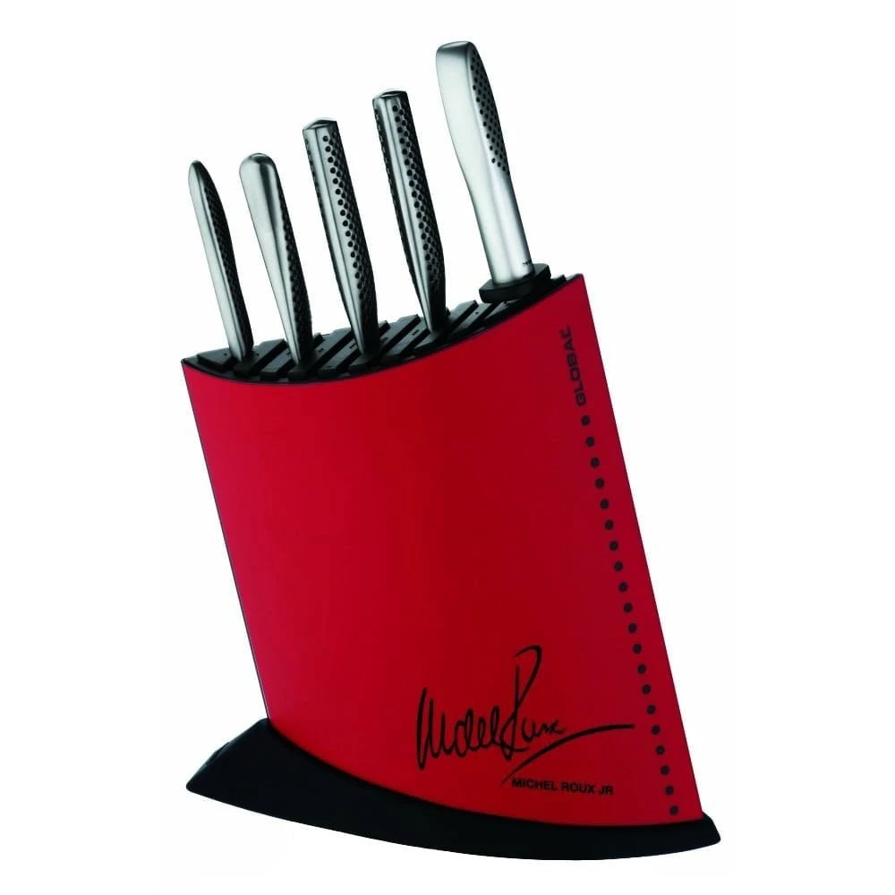 Michel Roux Jnr Global 7 Piece MRJ Knife Block Set In Red 3 Michel Roux Jnr Global 7 Piece MRJ Knife Block Set In Red