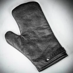 Crafted Black Leather Oven Glove