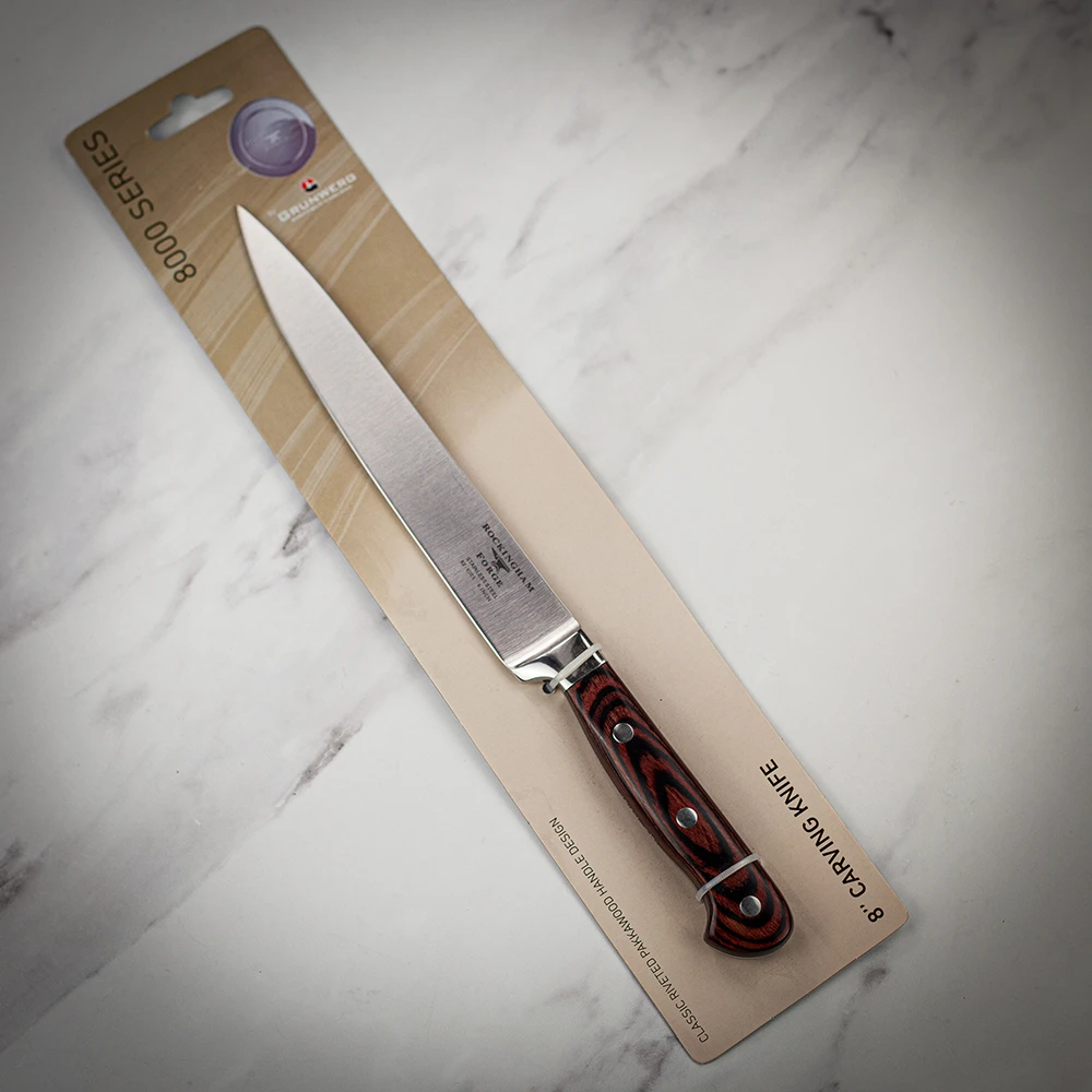 Rockingham Forge 8" Stainless Steel Carving Knife - Riveted Pakkawood Handles / Full Tang 6 Rockingham Forge 8" Stainless Steel Carving Knife - Riveted Pakkawood Handles / Full Tang - Image 4