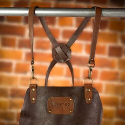 Crafted Rustic Leather X Strap Apron -Kitchen Knife Store rusticapronxstrap 2 1