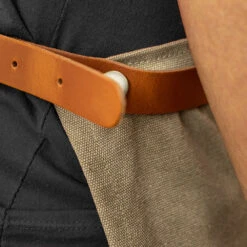 Crafted Washed Canvas Waist Apron -Kitchen Knife Store rusticleatherwaistapron sand 2 4