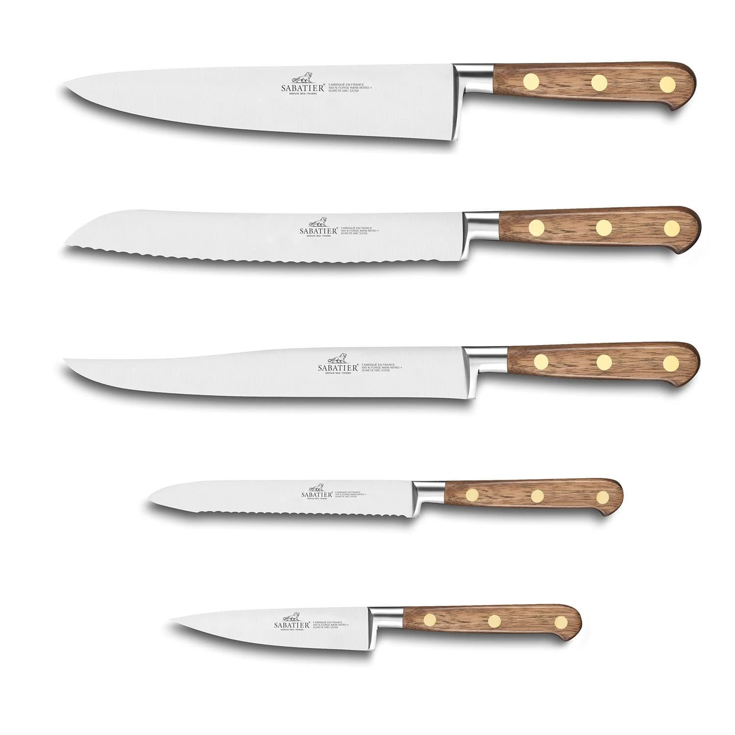 Sabatier Perigord Knife Block With 5 Kitchen Knives - Walnut Wood Handles 4 Sabatier Perigord Knife Block With 5 Kitchen Knives - Walnut Wood Handles - Image 2