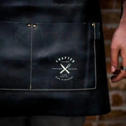 Crafted Vintage Short Leather Apron With Pocket 19 Crafted Vintage Short Leather Apron With Pocket -Kitchen Knife Store shortapronblack3 1