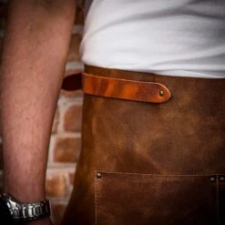 Crafted Vintage Short Leather Apron With Pocket 17 Crafted Vintage Short Leather Apron With Pocket -Kitchen Knife Store shortapronbrown2 1