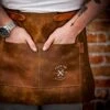 Crafted Vintage Short Leather Apron With Pocket -Kitchen Knife Store shortapronbrown3 1