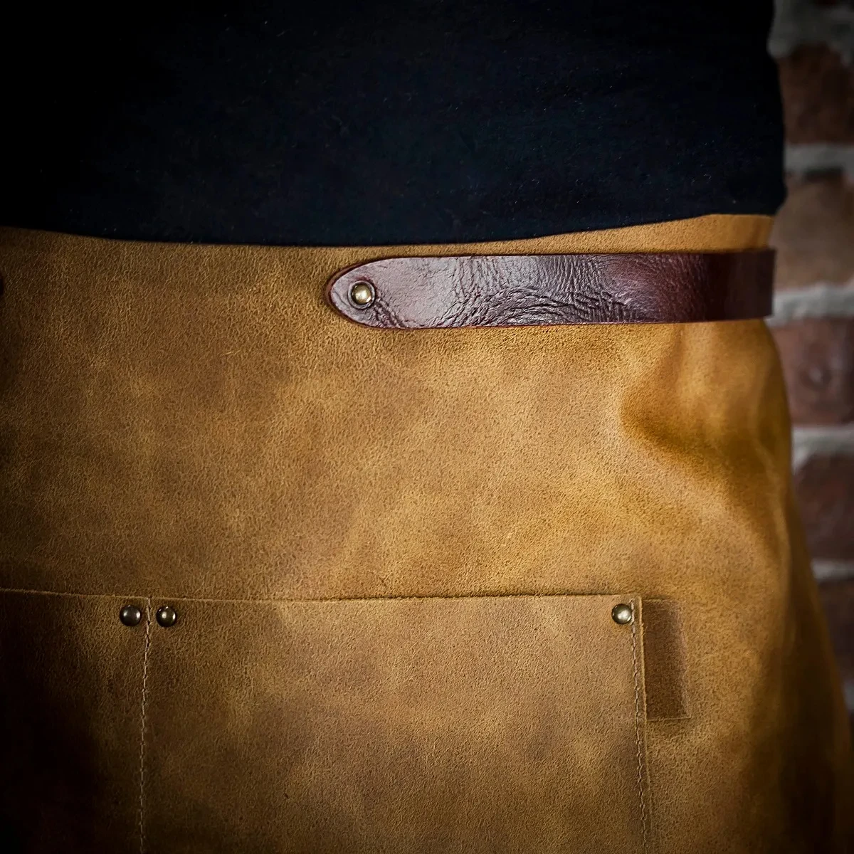Crafted Vintage Short Leather Apron With Pocket 10 Crafted Vintage Short Leather Apron With Pocket - Image 8