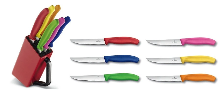 Victorinox Knife Block With 6 Steak Knives 12cm - Multicolour Handles 5 Victorinox Knife Block With 6 Steak Knives 12cm - Multicolour Handles - Image 3