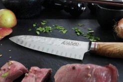 Wusaki Damas VG10 Santoku Knife 17cm Olive Wood Handle -Kitchen Knife Store wusaki damas vg10 santoku knife 17cm olive wood handle 3