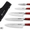Wusaki Pakka X50 Set With 5 Kitchen Knives + 1 Roll Bag -Kitchen Knife Store wusaki pakka x50 set 5 kitchen knives 1 roll bag